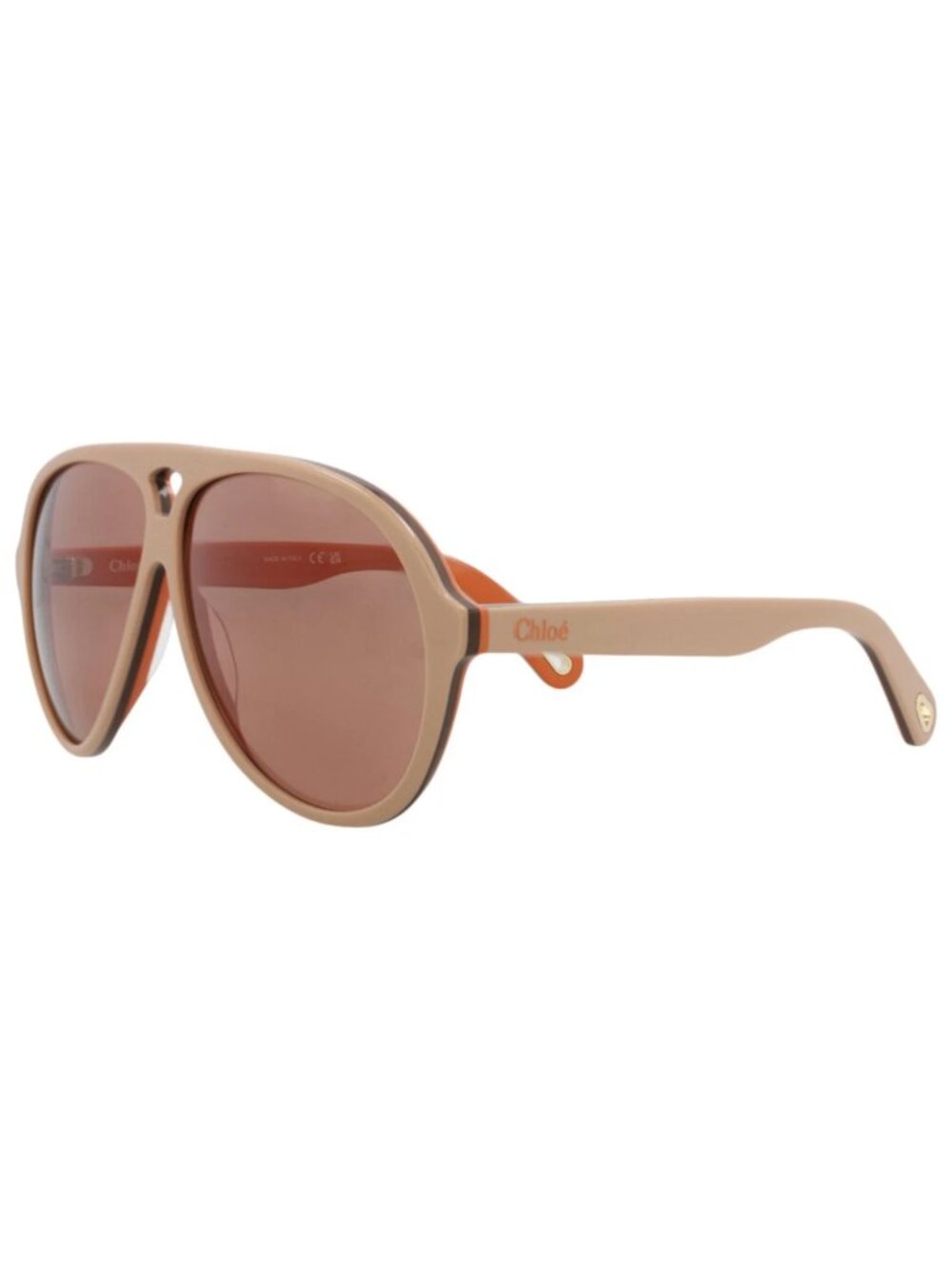 New Chloé Women's Sunglasses Aviator Recycled Acetate Frame Beige Beige Red